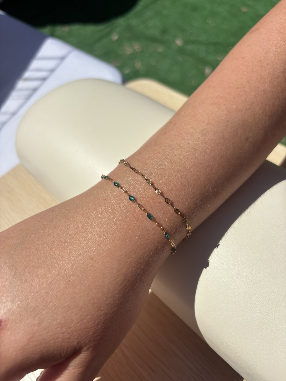 Client wearing permanent jewelry